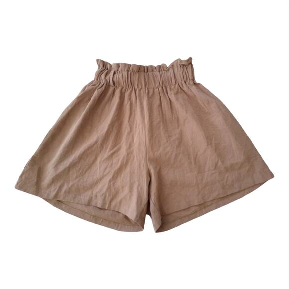 [B10] NWT Women's Linen High Elastic Smocked Waist Shorts, Size Small - Picture 1 of 2